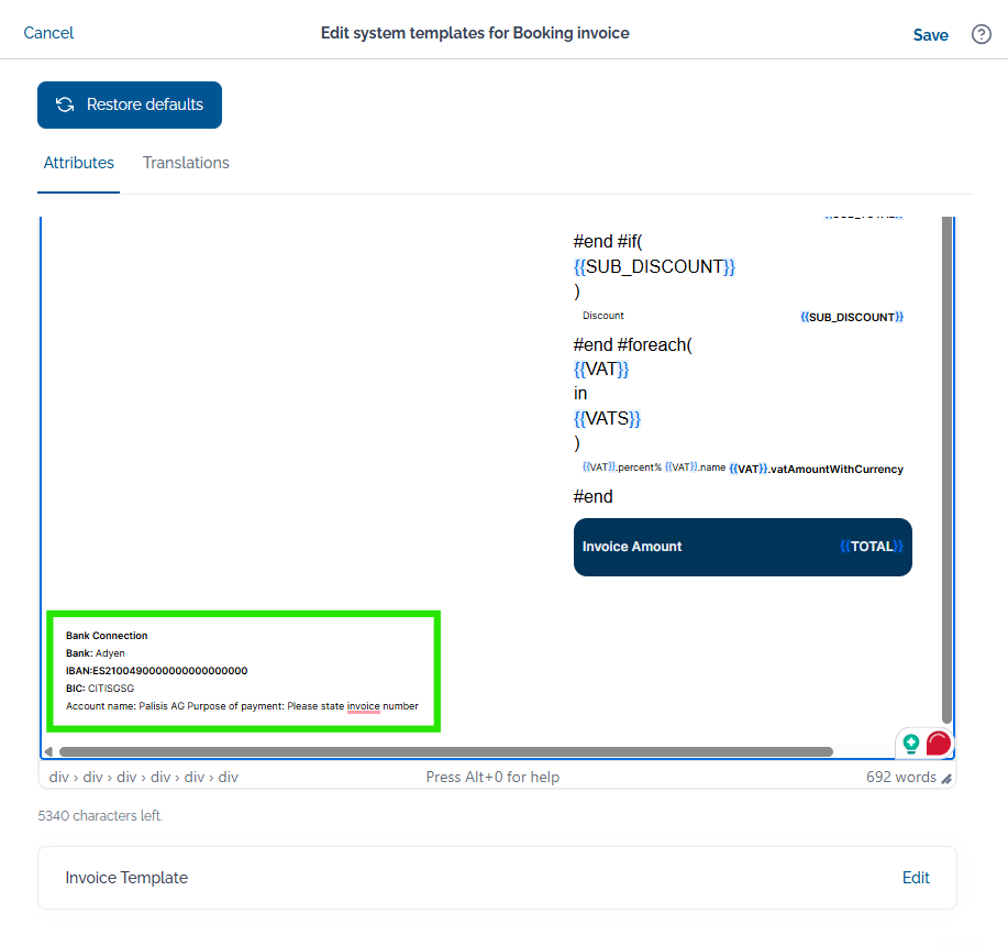 How to set up your Booking invoice template – Palisis Support Center
