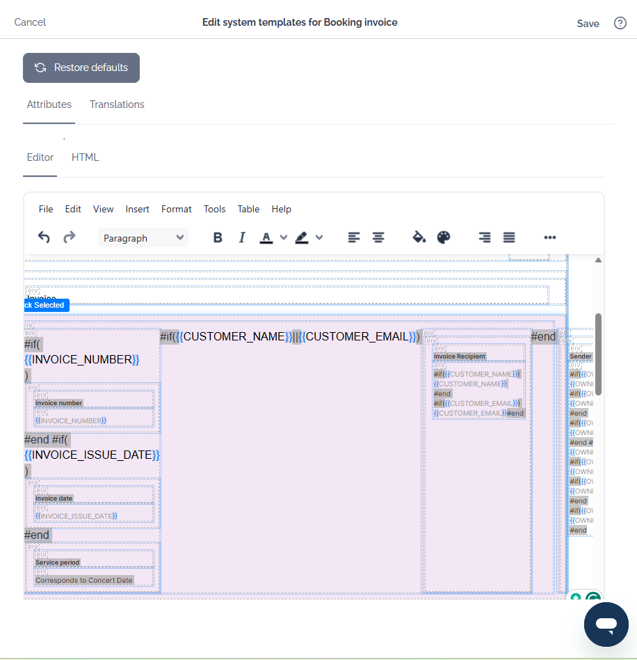 How to set up your Booking invoice template – Palisis Support Center